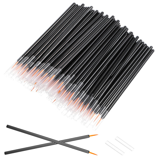 100 Pack Disposable Eyeliner Brushes Ultra-Fine Point Eye Liner Applicator Eye Liner Brush Fine Black Eyeliner Brushes Fine Point Cosmetic Eye Wands Makeup Brushes Tools (Black)