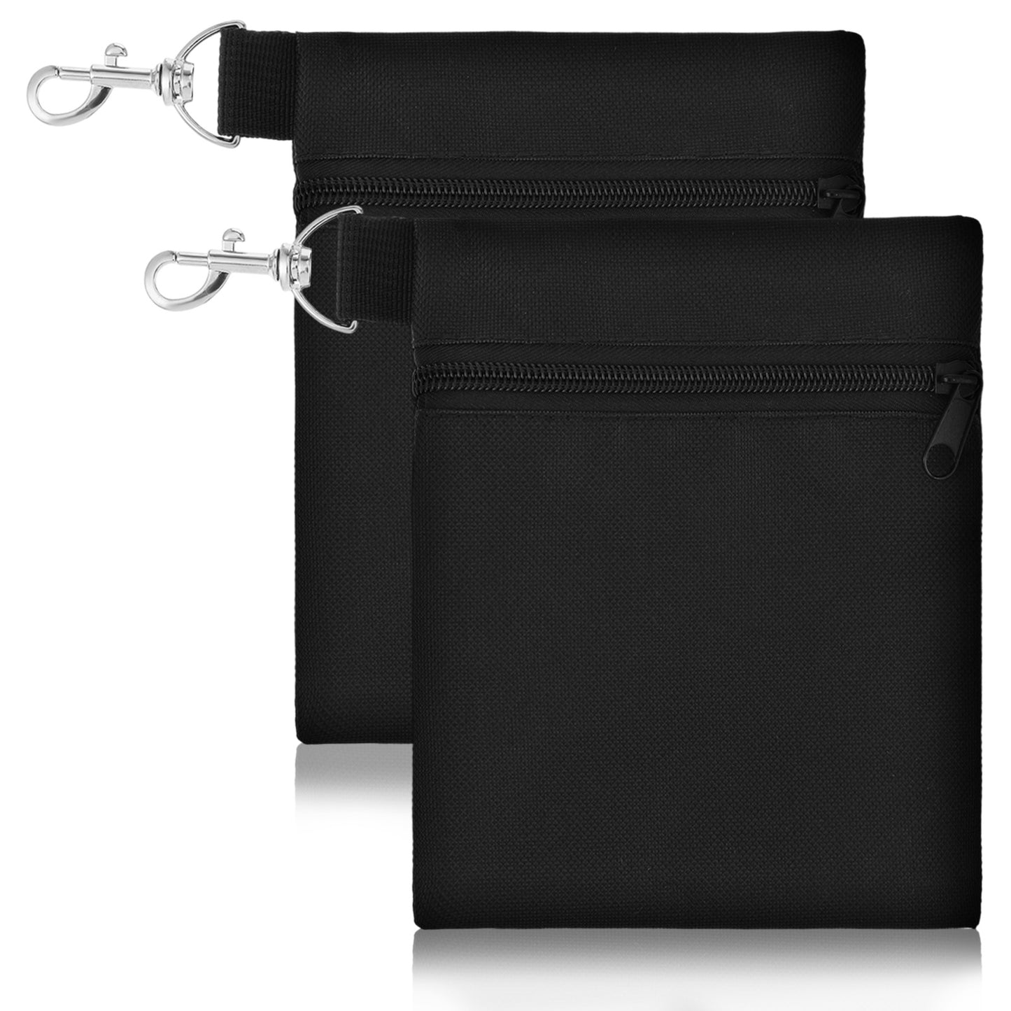 2pcs Golf Tee Bag Pouch 6.89 x 5.51Inch Zipper Golf Ball Accessory Storage Bags with Clip for Valuables Accessories Men Women