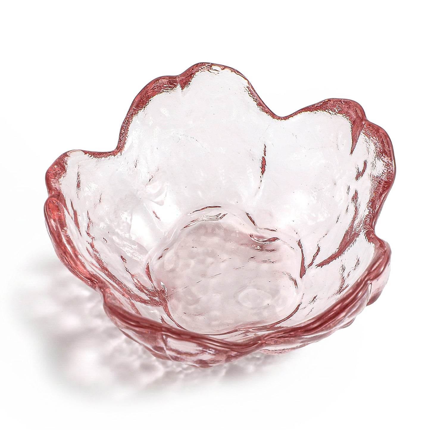 Bremorou Flower Ring Dish Jewelry Tray, Pink Glass Decorative Glass Trinket Dish, Aesthetic Room Decor Small Bathroom Jewelry Plate Bowl for Rings Earrings Gift