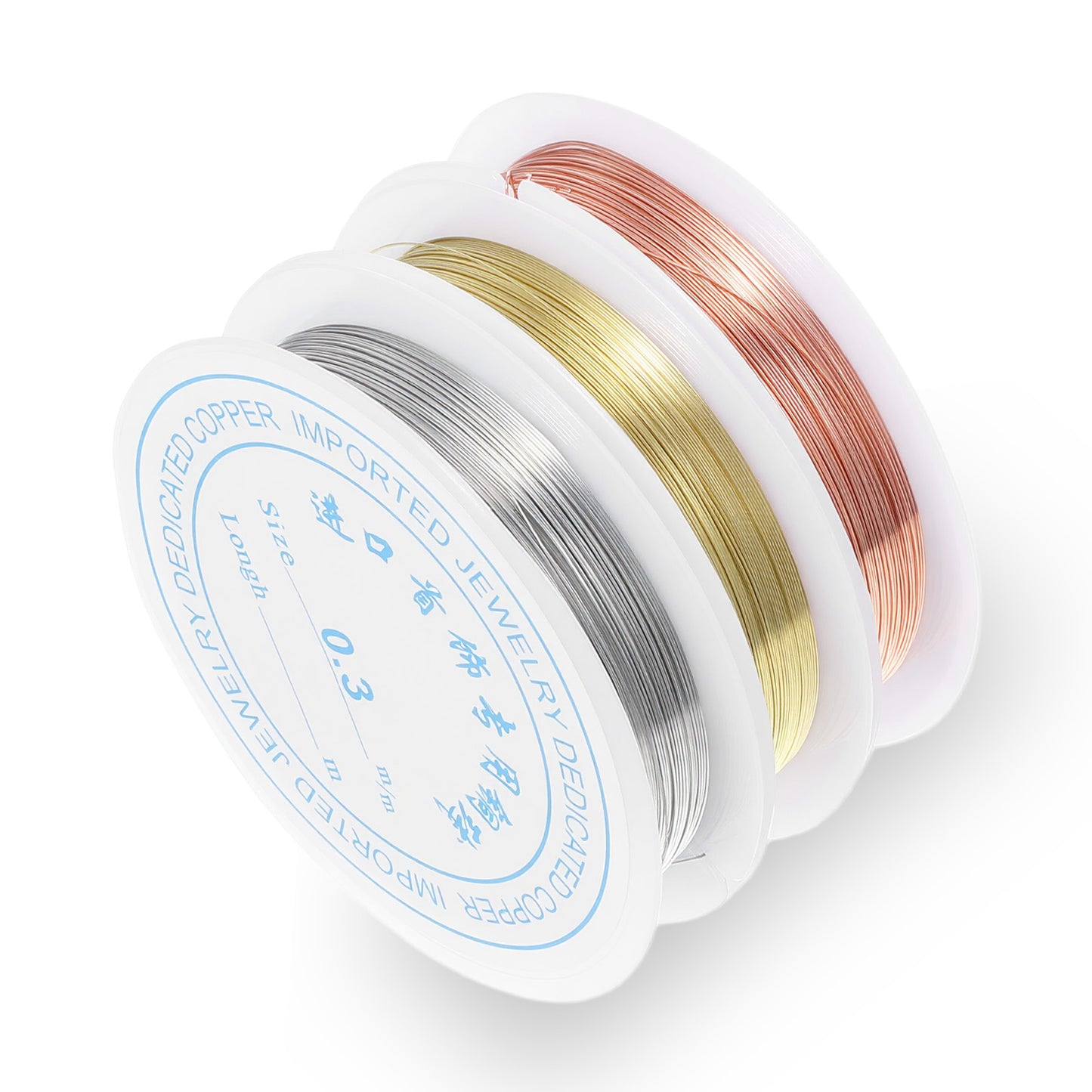 3 Pack Beading Wire for Jewelry Making 0.3mm Thin Copper Jewelry Wire Tarnish Resistant for Bracelets Making Necklaces Pendant Art Craft DIY Weaving (Gold Silver Copper)