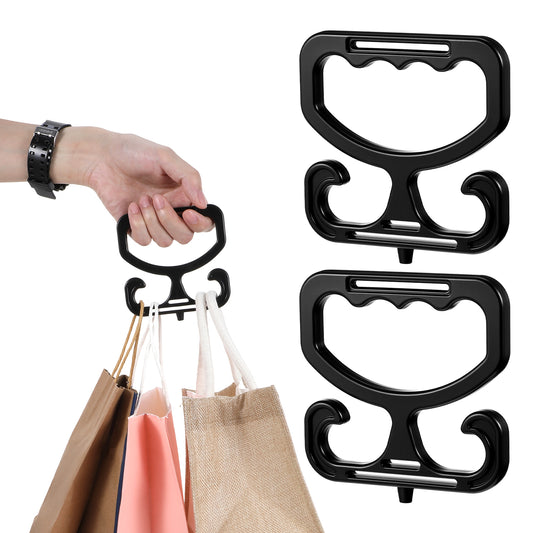 2 Pack Premium Grocery Bag Carrier Handle Heavy Duty Multi Purpose Grocery Shopping Bag Holder Ergonomic Comfortable Grip to Carry Bags, Buckets Shopper Accessories High Capacity Black
