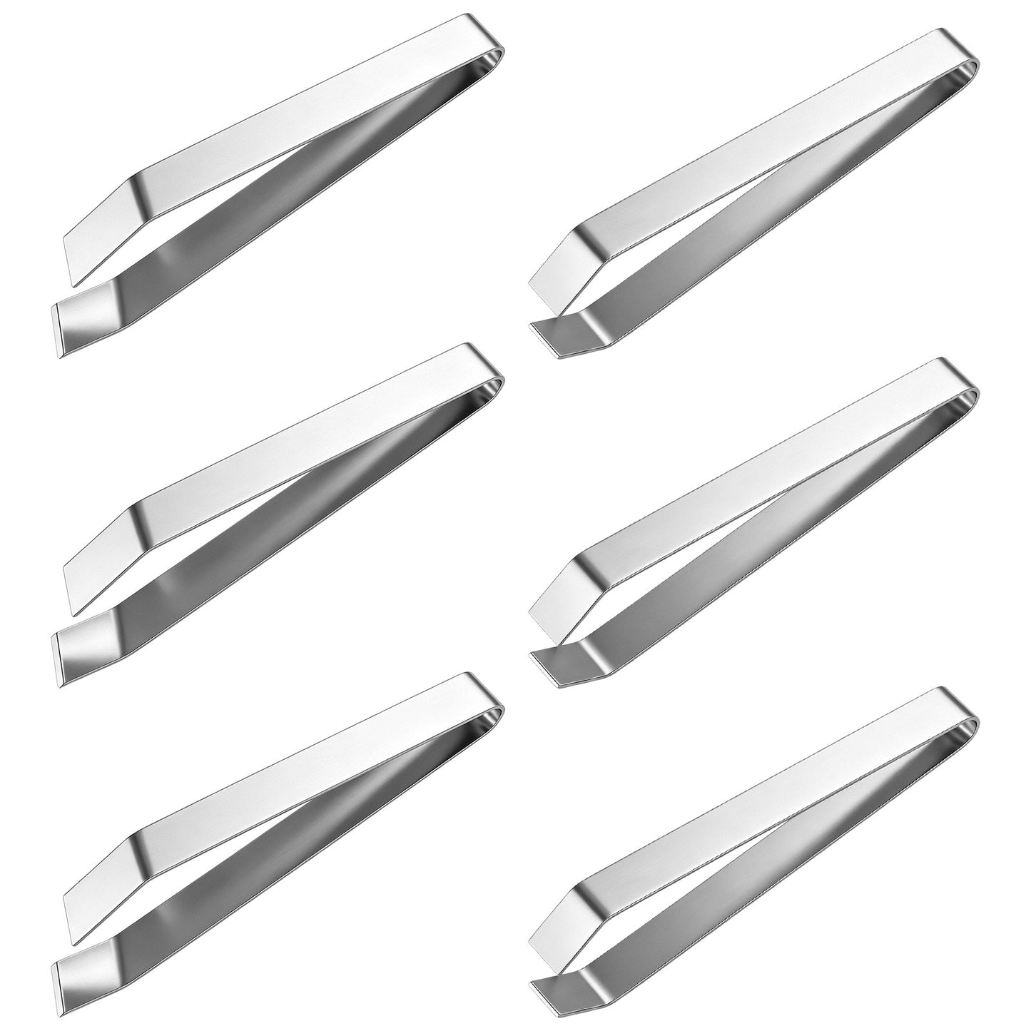 6 Pieces Fish Bone Tweezers, Professional Stainless Steel Flat and Slant Pliers Set, Fish Deboner Tool for Salmon Trout, Hair Removal Clip for Kitchen Cooking Food and Design Styling