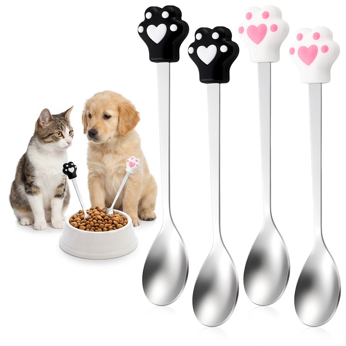 RAHHLIZS 4Pcs Cat Food Spoon Dog Cat Can Spoons Pet Wet Food Scoop