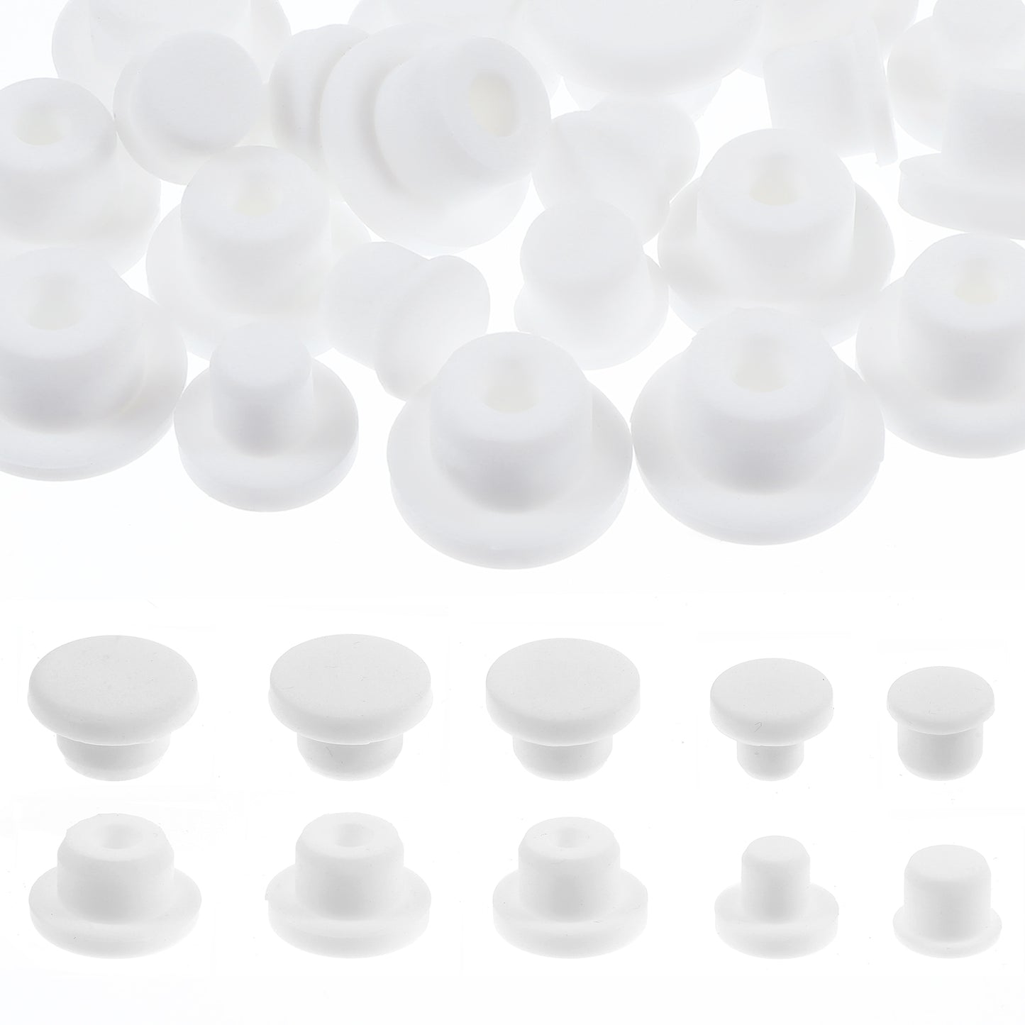 25Pcs Salt And Pepper Stoppers Plugs Silicone Bottle Caps Salt Shaker Plug White Bottle Seal Plug Waterproof Hole Plug Reusable Salt Shaker Plugs Stopper Replacement Salt Pepper For Pots Bottles Pipes