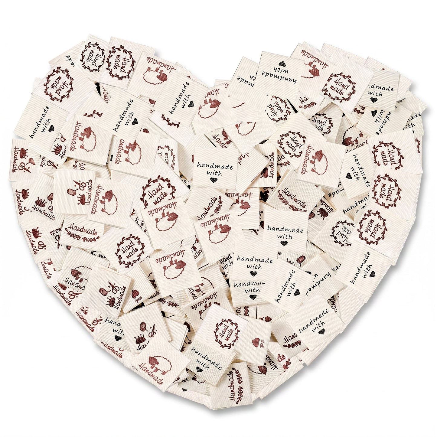 RAHHLIZS 100Pcs Sewing Labels for Handmade 5 Style Fabric Labels