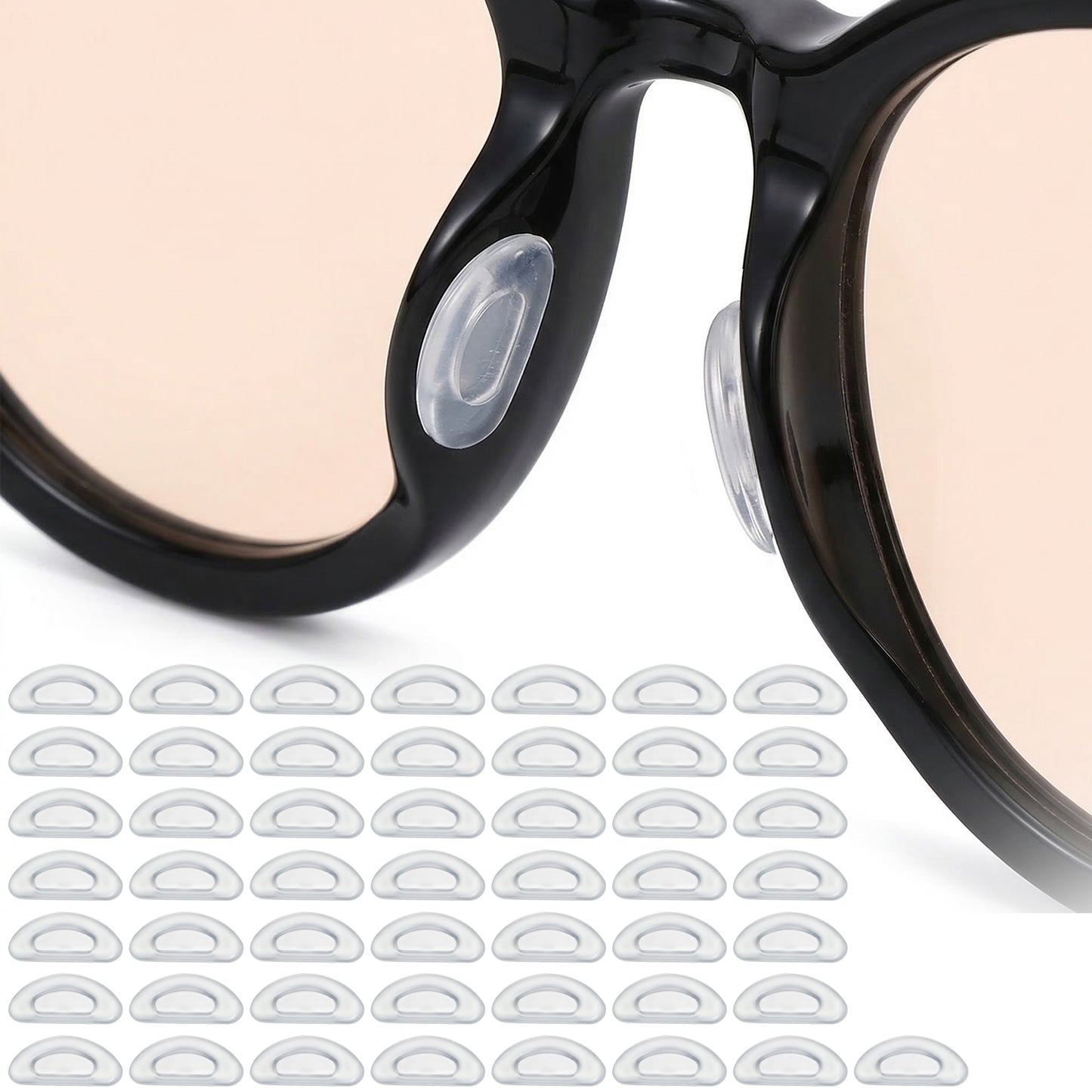 25 Pairs Eyeglass Nose Pads, 2 mm Thickness Adhesive Anti Slip Nose Pads for Glasses with Airbag Cushion, Soft Silicone Glasses Grips for Plastic Frames Sunglasses, Eyeglasses & Reading (Clear)