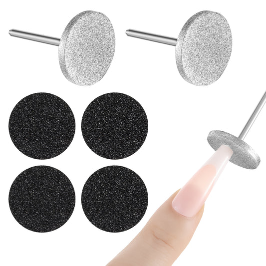 2PCS Drill Bits Nail Tech Metal Sanding Disc Electric Nail Drill Bits File with 2PCS Replaceable Pedicure Sandpaper Discs Grits Manicure Tools for Remove and Trim Nails Cuticle Foot Cracked Dead Skin