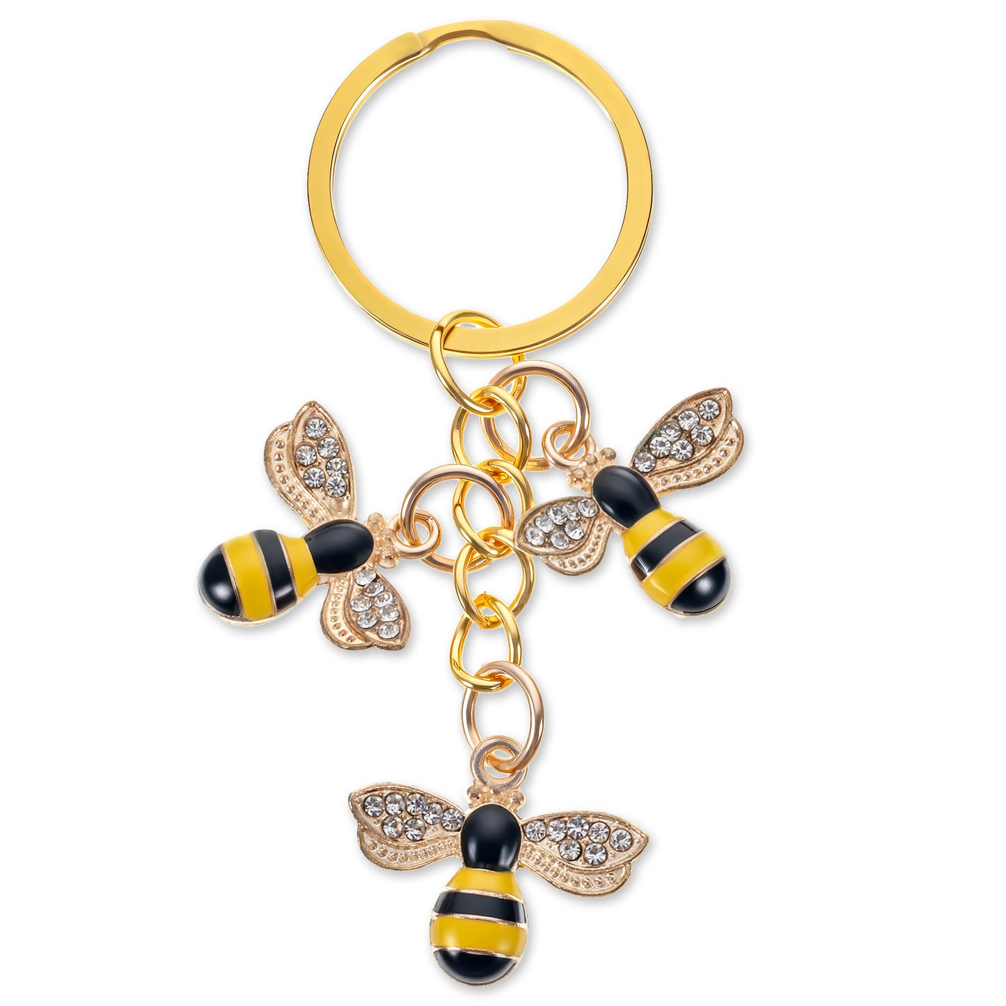 Bee Keychain,Cute Bee Charms, Enameled Keychain For Women,Bumble Bees Keyring With Tassel Purse Bag Accessories, Funny Keychains For Thanksgiving Christmas Birthday Gifts
