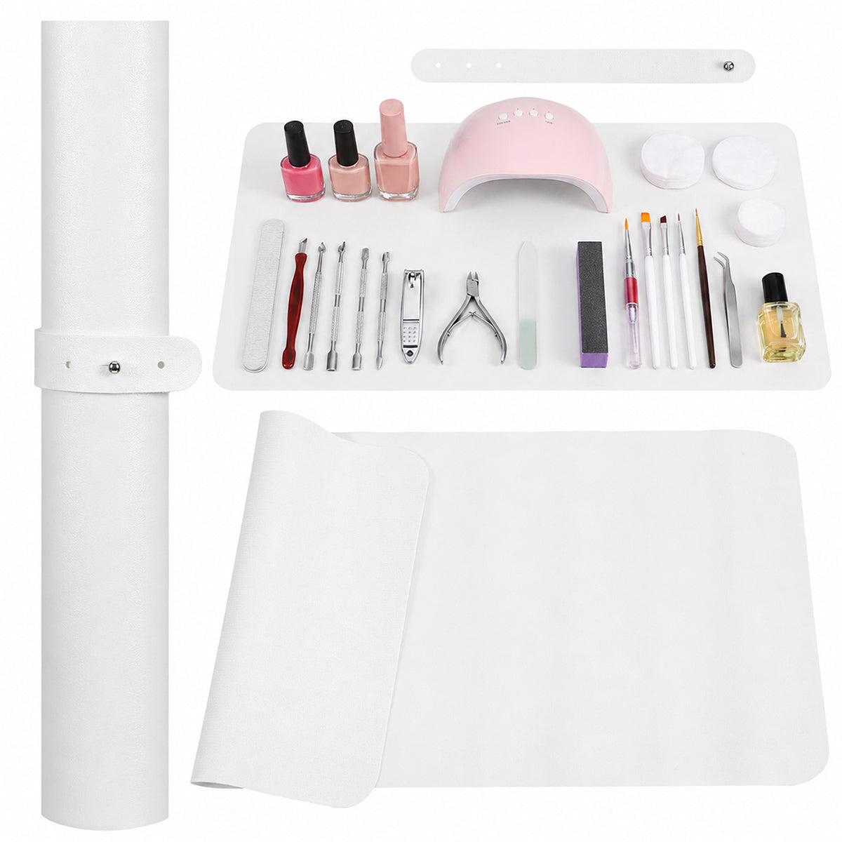 Shimmeroo Nail Mat for Nail Tech 23.6x11.8 PU Leather Nails Desk Table Mat