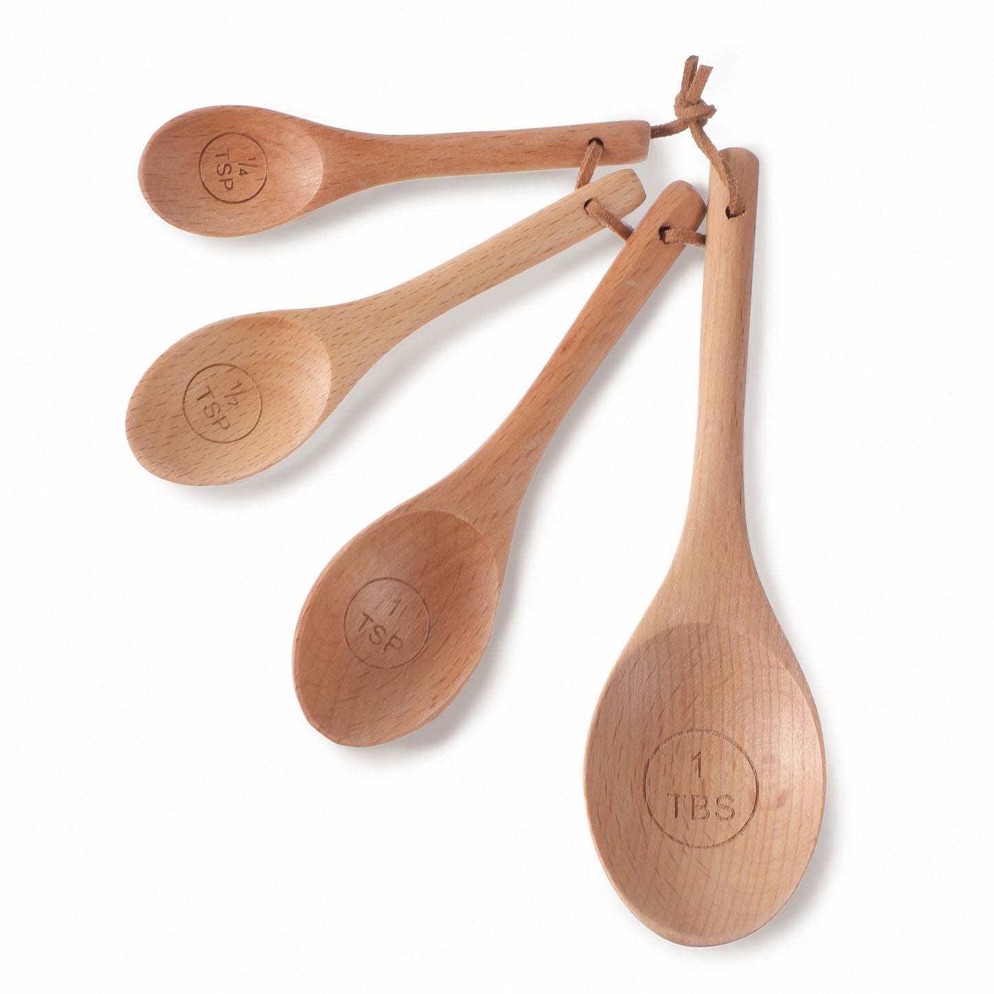 Nogeqi 4PCS Wooden Measuring Spoons Set, Natural Wood Teaspoon Scoop