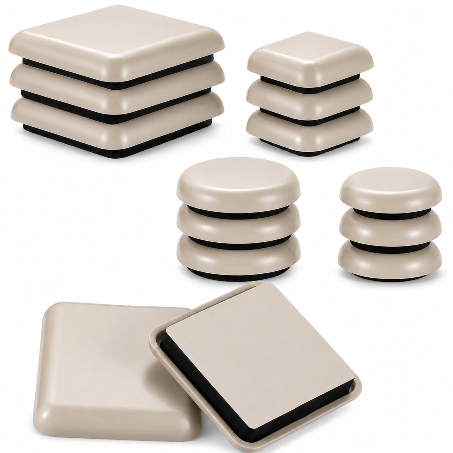 Matwsec 12 PCS Furniture Moving Sliders 4 Sizes Adhesive Furniture Slides