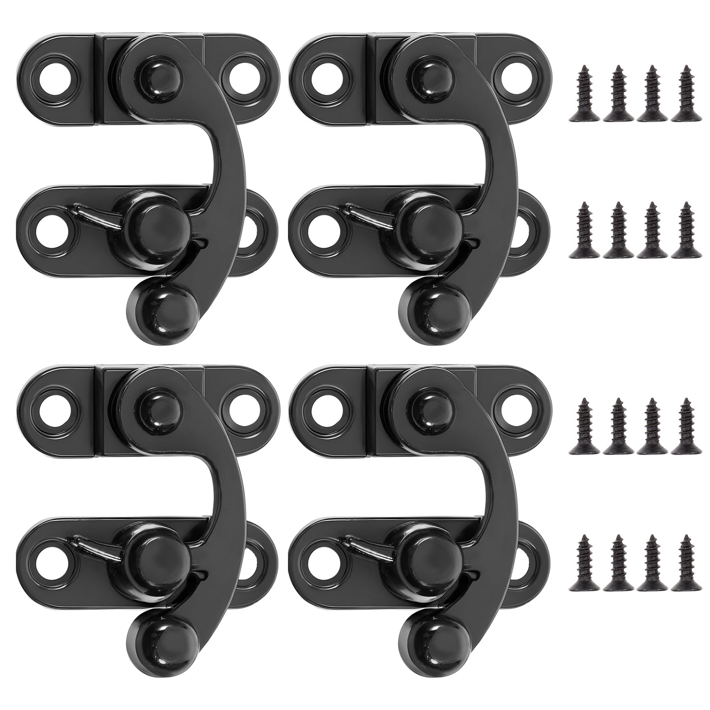 Mabor 4-Pack Antique Small Latch - Zinc Alloy Cabinet Door Latch & Box Latch Hardware, Black