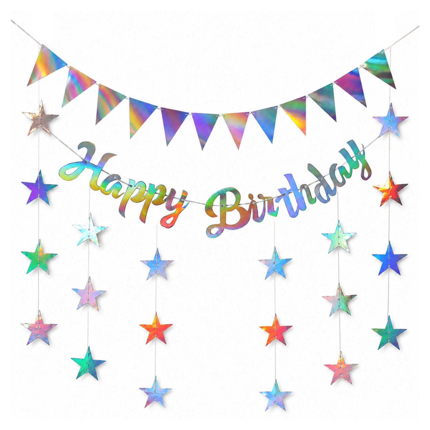 Ymapinc 1Sets Birthday Bunting,Pennant Banner Flags,Star Shiny Party Decor