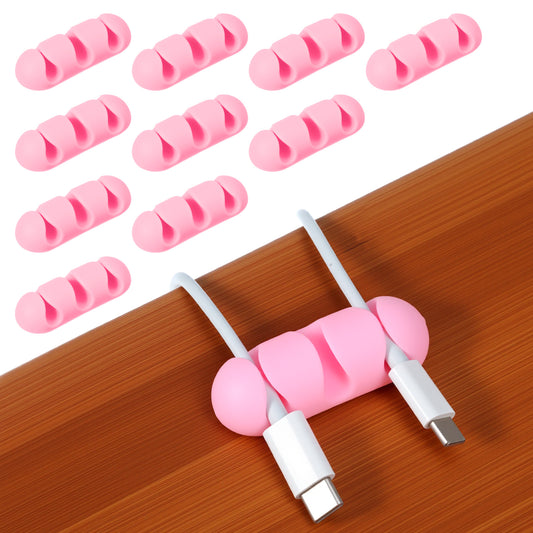 10PCS Cord organizer, Ideal Desk Organizer Wire Keeper, Desk Phone Charger Cable Management, Cable Management Cord Organizers, Wire Organizers for Home, Office (3 Slots)(Red)