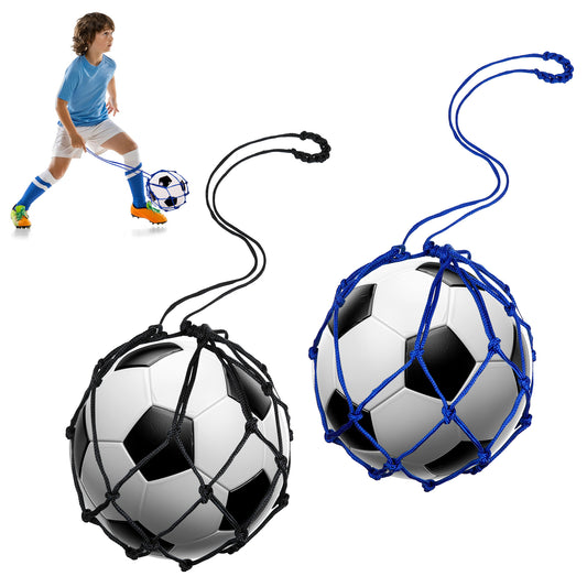 2Pcs Football Kick Trainer, Football Kick Trainer Net, Adjustable Kicking Throw Solo Practice Soccer Training Equipment, Single Ball Exercise Accessories for Size 3 4 5 Balls Beginners Enthusiast
