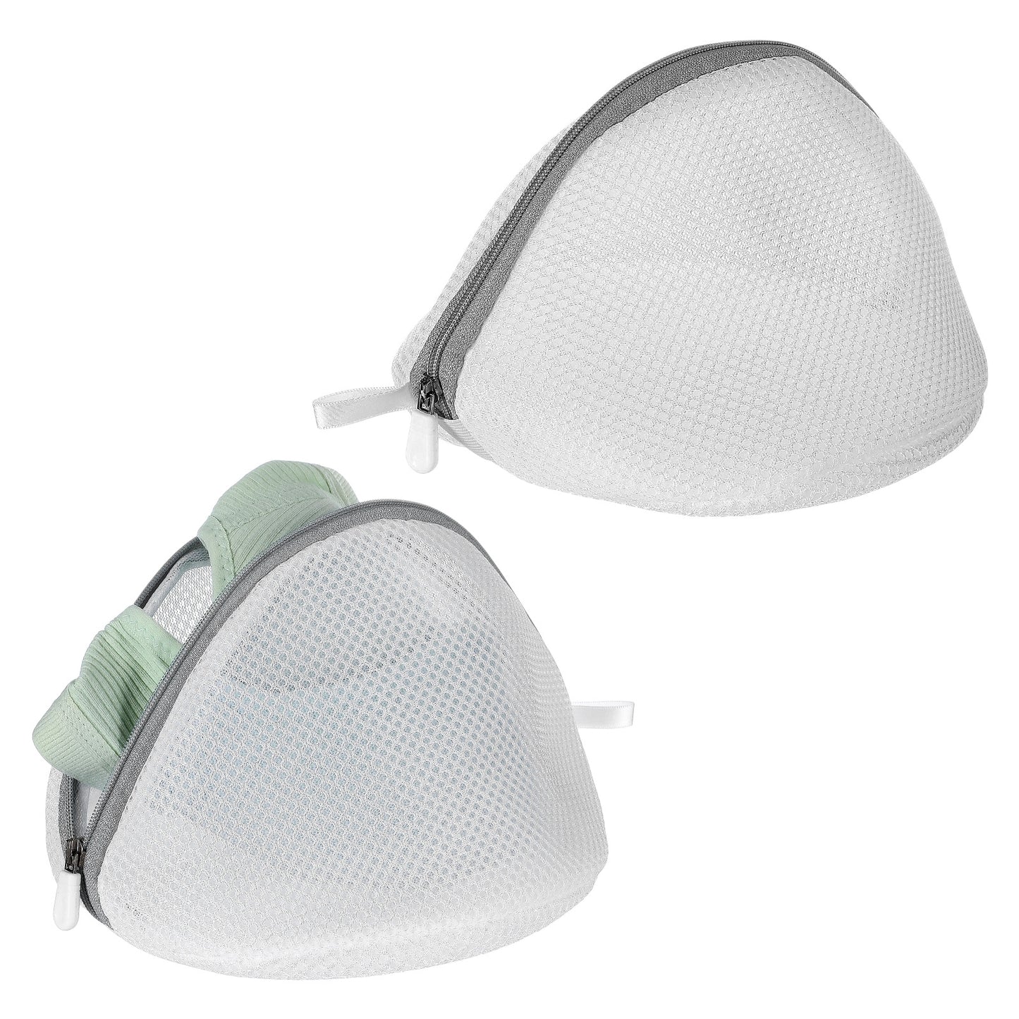 Nogeqi 2 Pcs Bra Washing Bags for Laundry, Mesh Bra Laundry Bag with Zipper, 7 X 6 Inches Bras Washer Protector, Lingerie Bag for Washing Machine Women Lingerie(Shell Shape)