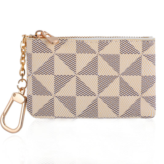 Ymapinc Small Coin Purse for Women with Keychain White PU Leather Zipper Coin Purse Pouch Zippered Mini Bag with Keyring for Women Men Small Change Pouch