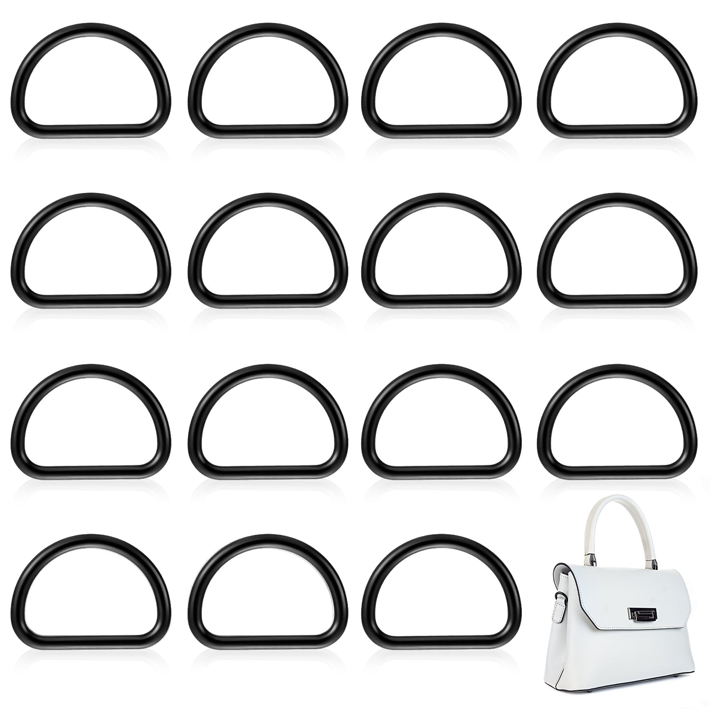 Tyqour 1 Inch 12Pcs Metal D Ring, Stainless Steel Dee Ring Buckles, Solid Welded Metal Loop for Dog Collars, Backpacks, Macrame, Webbing Straps, Keychain Lanyard Hardware Assorted