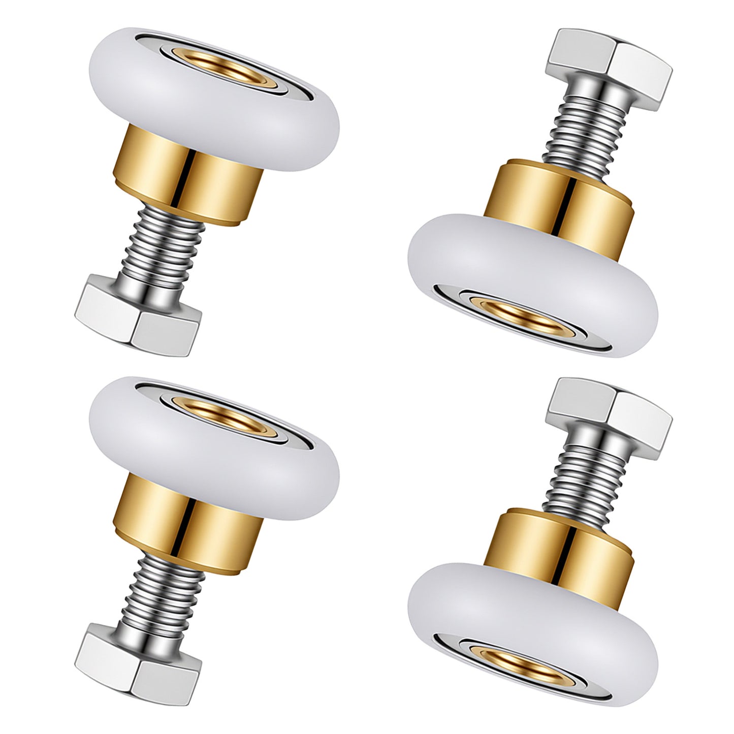 Shower Door Rollers, 4 PCS White Silicone Carbon Steel Sliding Door Accessories, 0.79 × 0.79 × 0.43 Inches
