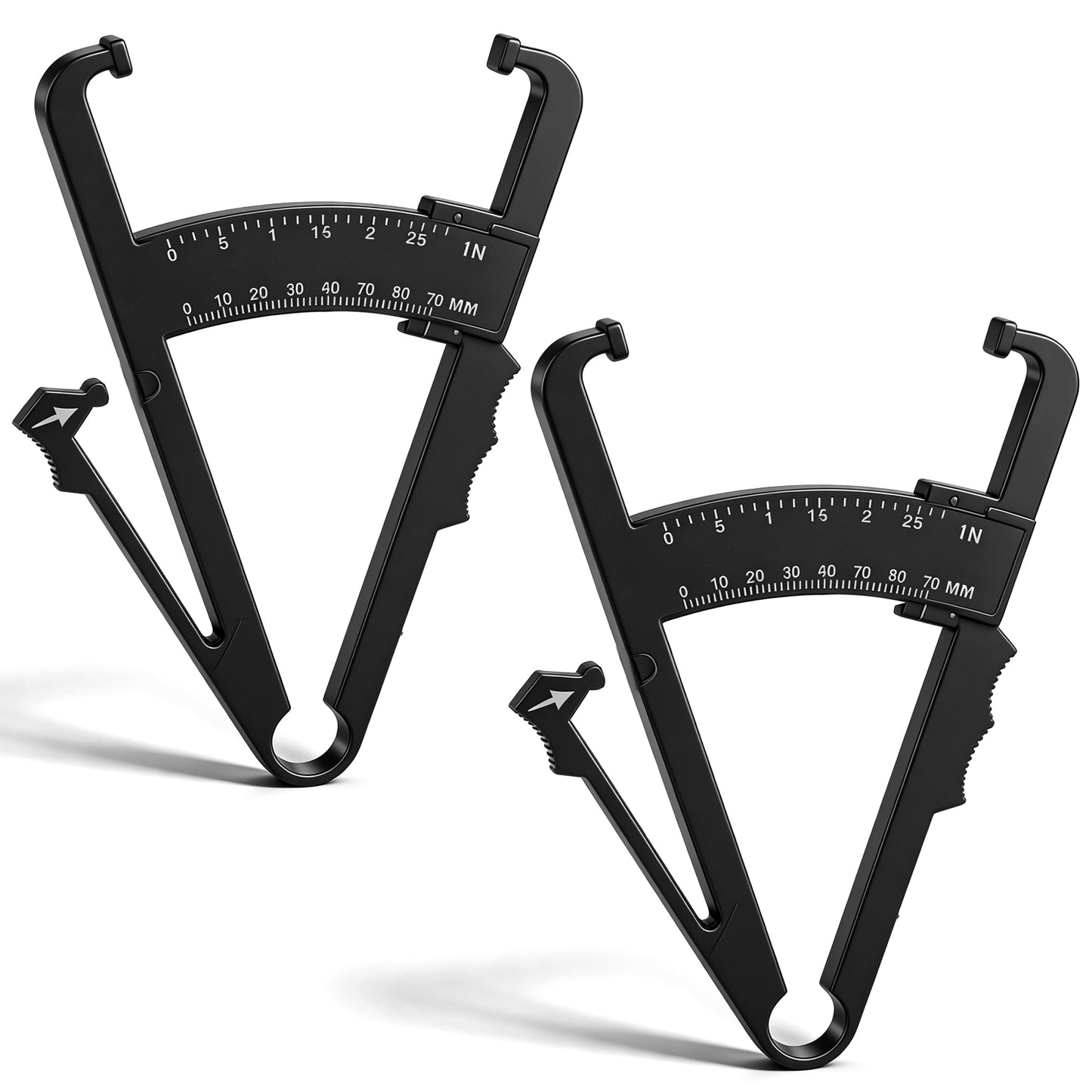 2 PCS Professional High-Accuracy Body Fat Caliper with Dual Metric/Imperial Scale, Dual Scale Skinfold Measurement Device for Men & Women Home Gym Use, Easy Portable Fat Percentage Tester (Black)