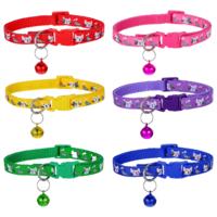 6 Pcs Cat Collar Breakaway With Bell 6 Colors Cute Kitten Collars Adjustable 8-14 Inch Cat and Fish Pattern Design Pet Collar Replacement Accessories Fit Cats Dog Small Pets Festival Gifts