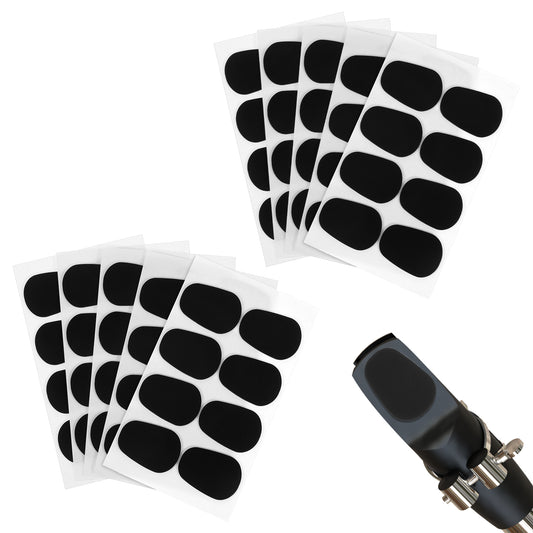 24 Pcs Saxophone Mouthpiece Pads 1.02 × 0.75 Inch Alto Saxophone Mouthpiece Pad Strong Oval Mouthpieces Patches Pads Mouthpieces Pad for Beginners Musicians Festivel Gifts Black Silicone