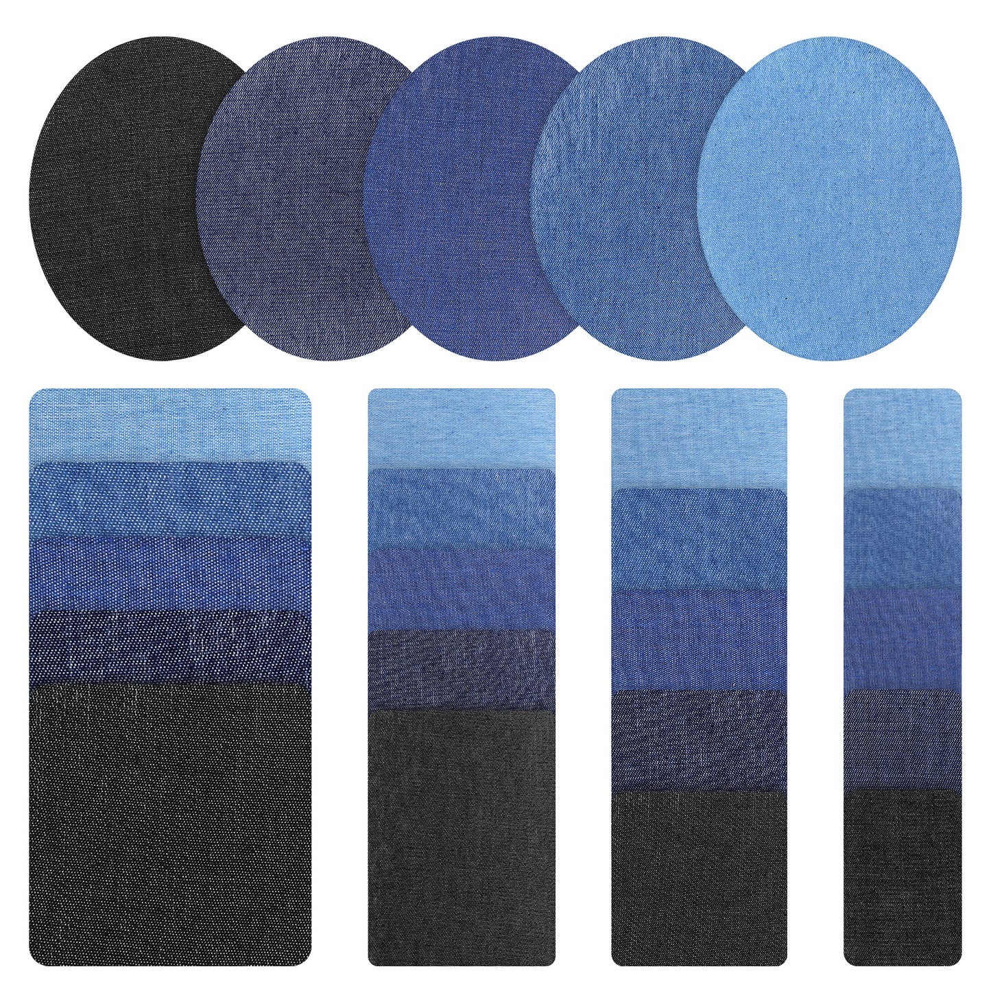 Rahhlzs 25 Pcs Denim Iron on Patches for Jeans Inside Denim Patch Clothing Repair Pants Patches for Holes for Inside Thigh, Jeans Pants & Clothing DIY, 5 Colors