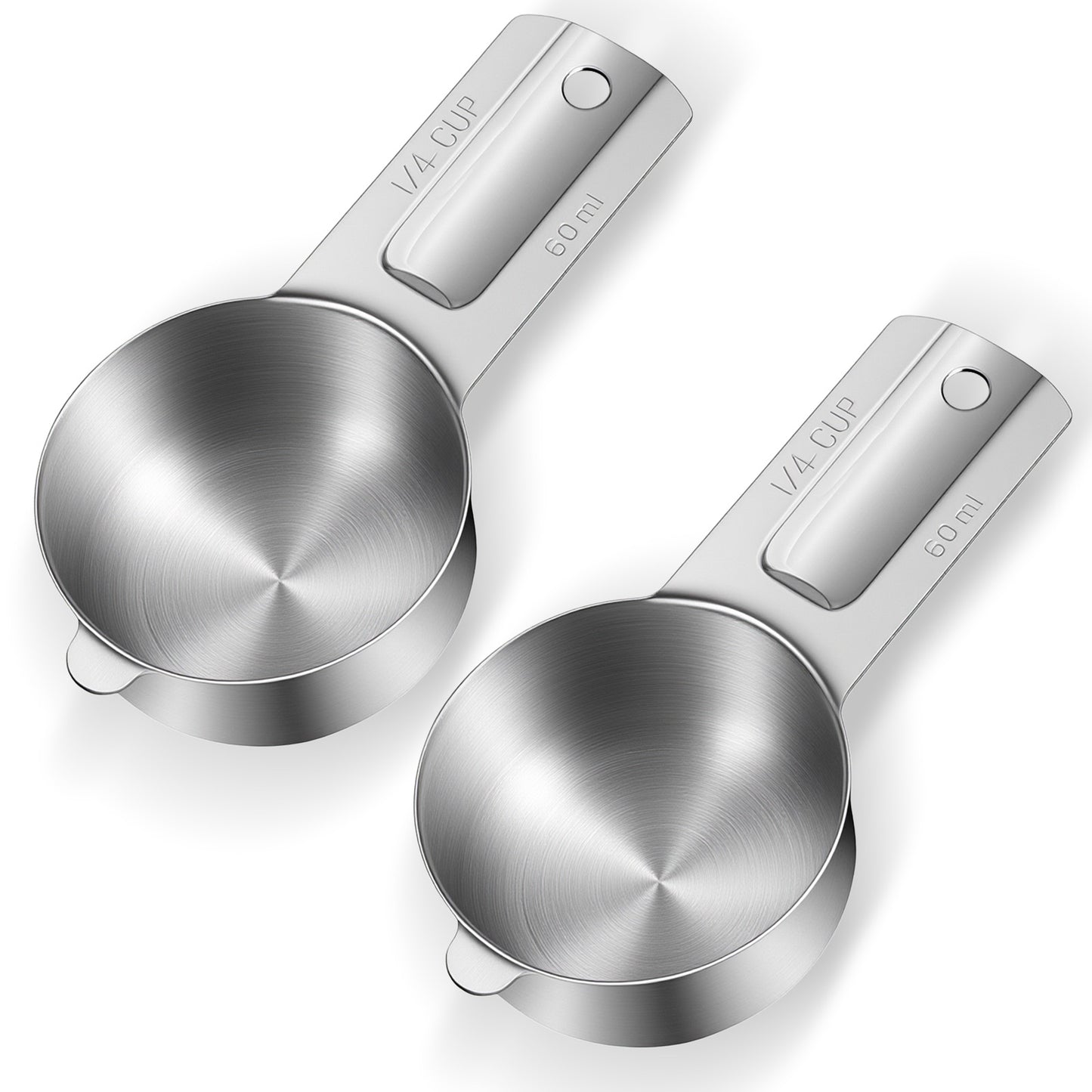 Matwsec 2 PCS 1/4 Cup Measuring Cup 60 Ml Stainless Steel Coffee Measuring Cups or Cooking Baking Kitchen Wet and Dry Ingredients Dishwasher Safe