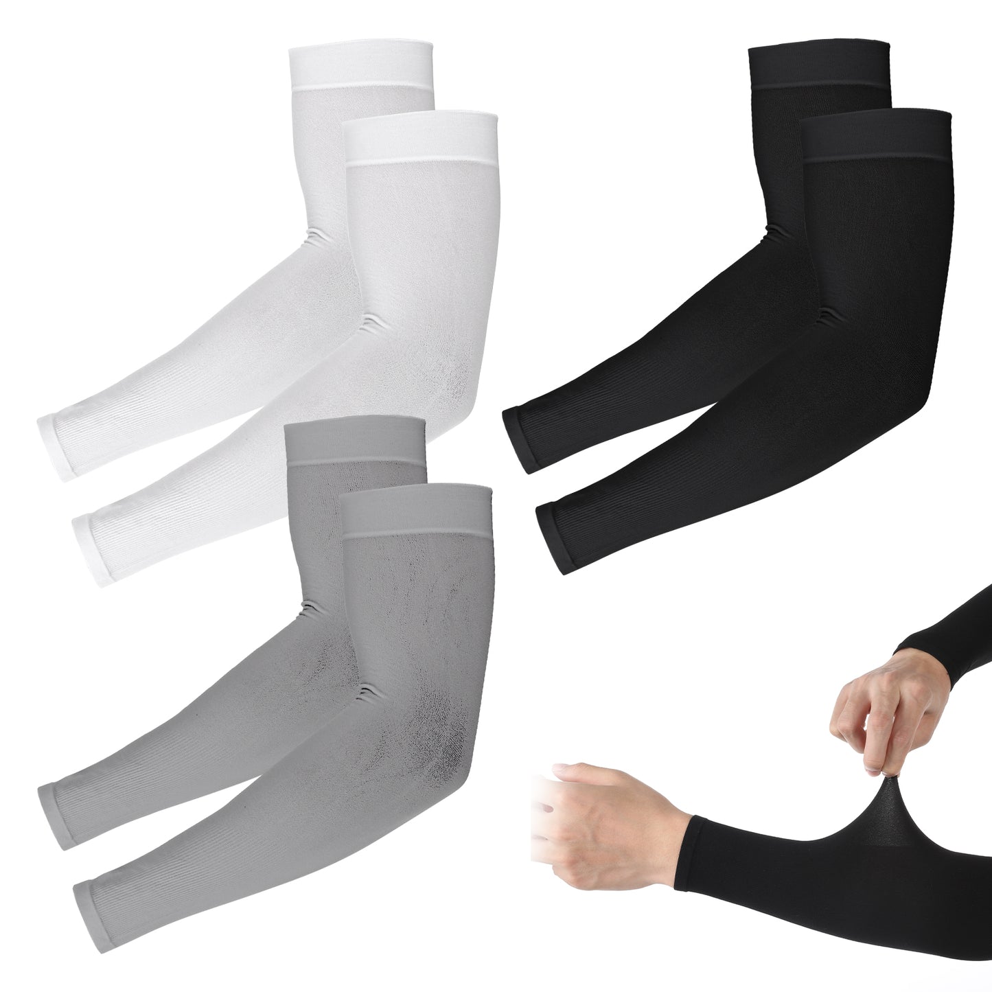 Mabor 3 Pair Sun Protection Arm Sleeves, Sports Cooling Arm Compression Sleeves for Men Women Teenager