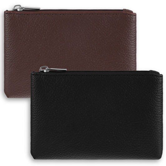 2Pcs Small Zipper Pouch, Portable Coin Purse, Mini Coin Pouch with Zipper for Men and Women, Small Pouches Change Holder for Credit Card, ID, Key, Lipstick(Black, Brown)