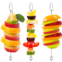 3 Pcs Bird Cage Food Holder Bird Food Treats Skewer Stainless Steel Parrot Fruit Vegetable Stick Holder Birds Cage Feeder Foraging Toy Hanging Rodent Toys Slow Feeder for Parakeet Budgie Macaw