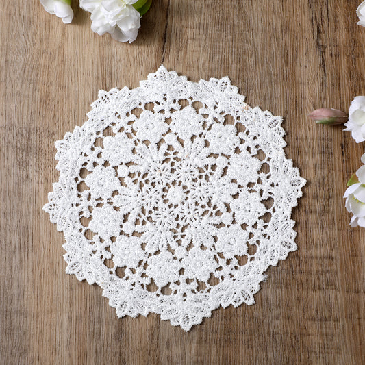 White Vintage Crochet Doilies 6 Inches Round Cotton Handmade Lace Placemats Doilies For Tables Kitchen Dining Room Party Wedding Birthday Dressers Decoration (Platycodon)