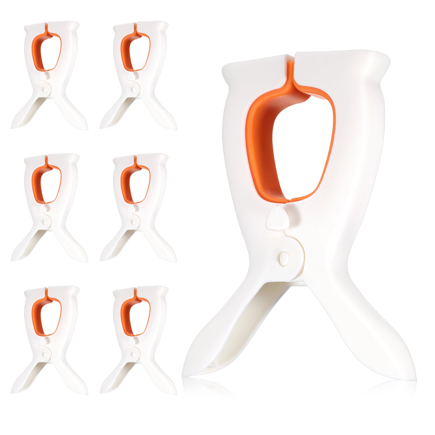 Nogeqi 8 Pcs Beach Towel Clips for Beach Chairs,Non-Slip Beach Chair Clips for Towels,Strong Grip Plastic Clothes Clips,Beach Accessories Suitable for Towels Sheets Clothes Blankets(White Orange)