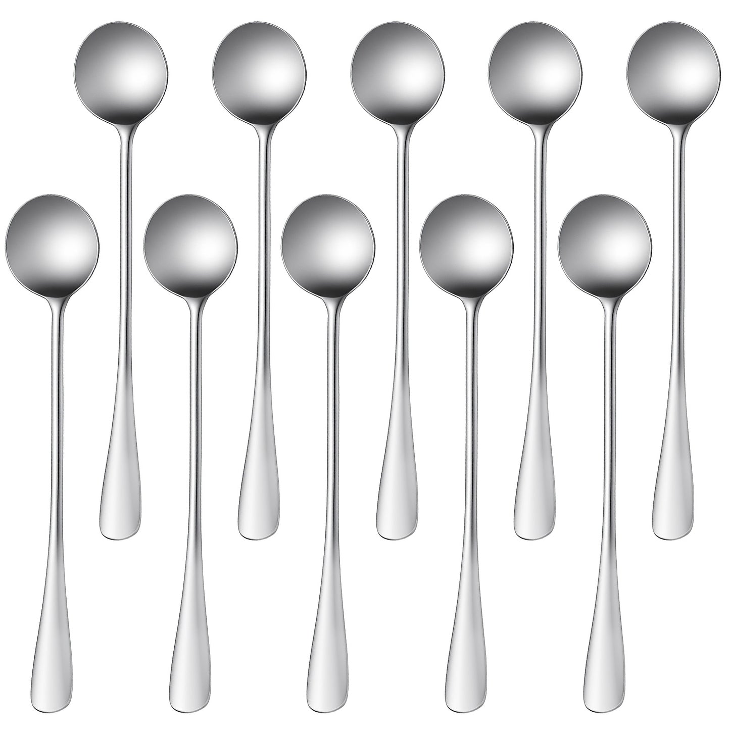 10 Pack 7.2 Inch Long Stirring Spoons Stainless Steel Long Handle Ice Tea Spoon for Ice Cream, Coffee, Cocktail Mixing Stirrers(304 Grade)