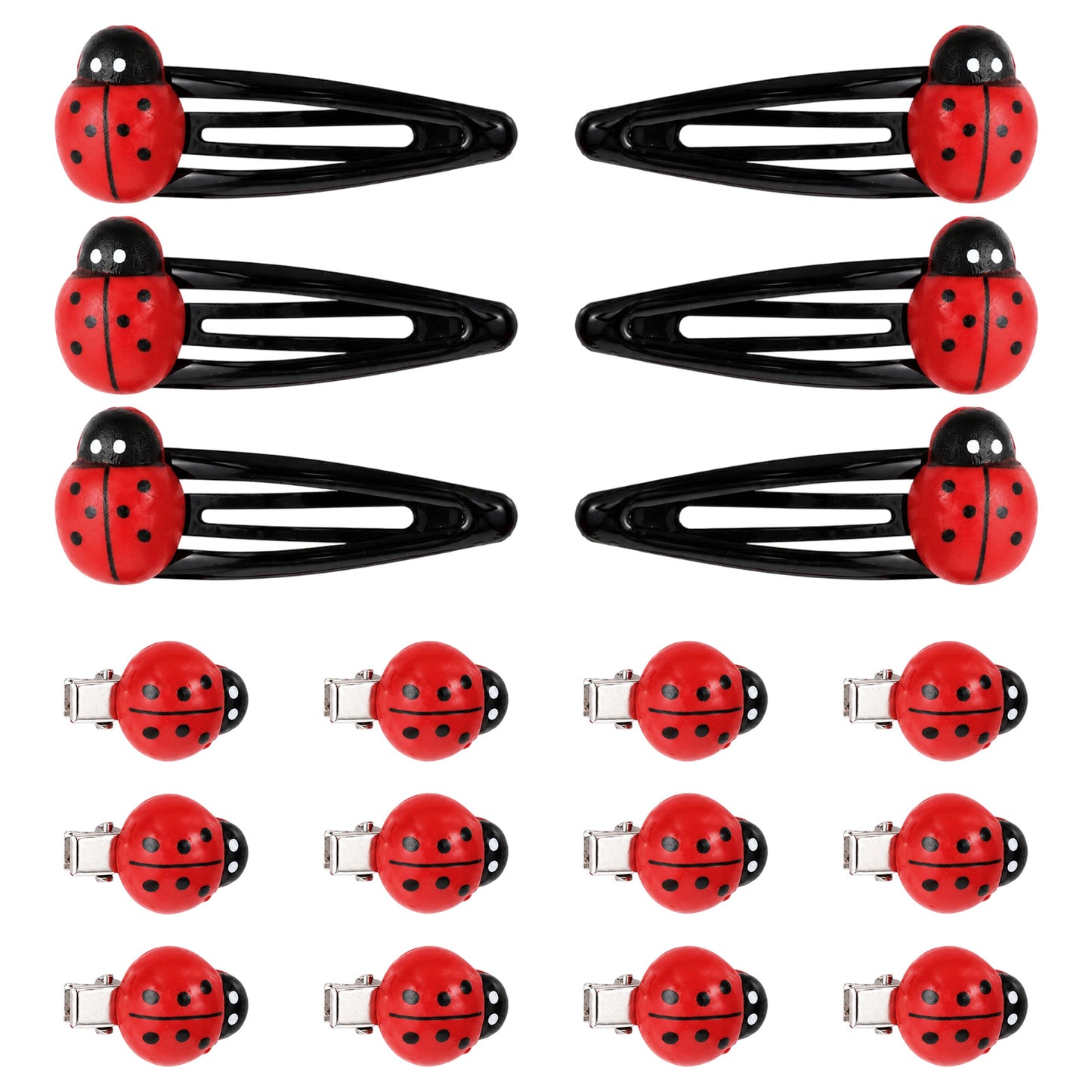 Matwsec 18 PCS Ladybug Hair Clips Fun Hair Clips Lady Bug Barrettes