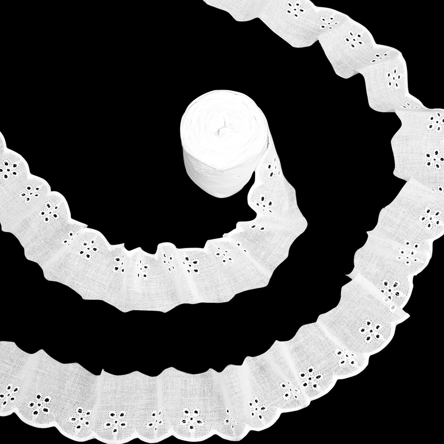 15 Yards White Cotton Lace Ribbon,Lace Trim for Sewing,Eyelet Floral Ribbon Wavy Edge Embroidery Ruffle Trims for Sewing Dress Clothes Bag Dolls & Pets Clothes(1.57 Inches Wide)