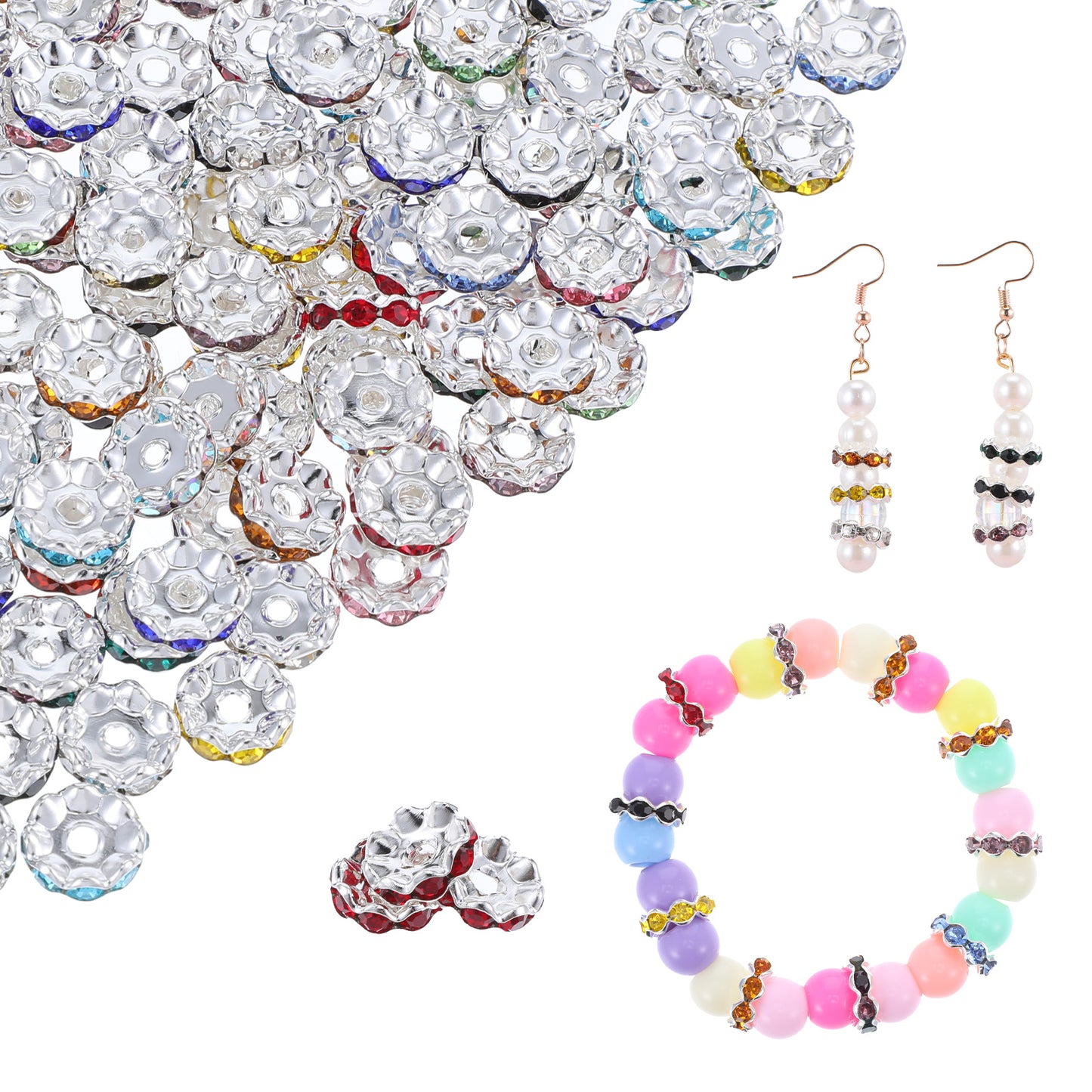 Ouligay 100pcs 12mm Large Hole Beads Rondelle Spacers Beads Multicolor Spacer Beads Spacers for Beaded Pens Beaded Pen Supplies for Jewelry Making Pens for Beads