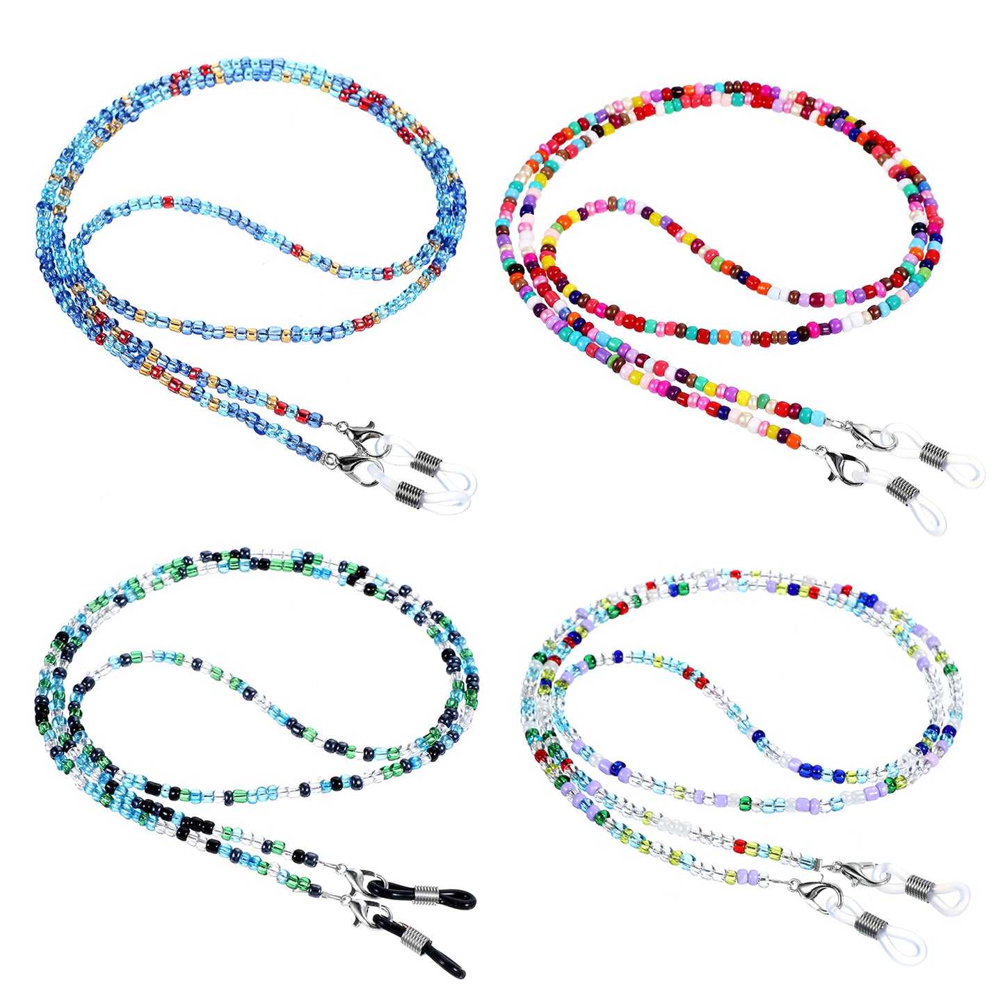 Ymapinc 4pcs Beaded Glasses Chain Colorful Eyeglass Chains for Women Stylish，Eye Glasses Holders Around Neck for Girls ＆ Women