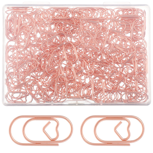 Ymapinc 200 Pcs Rose Gold Paper Clips, Heart Shaped Small Cute Paperclip Wedding Invitation Accessories Aesthetic Paper Holder for Office Supplies DIY Home Craft Decorative