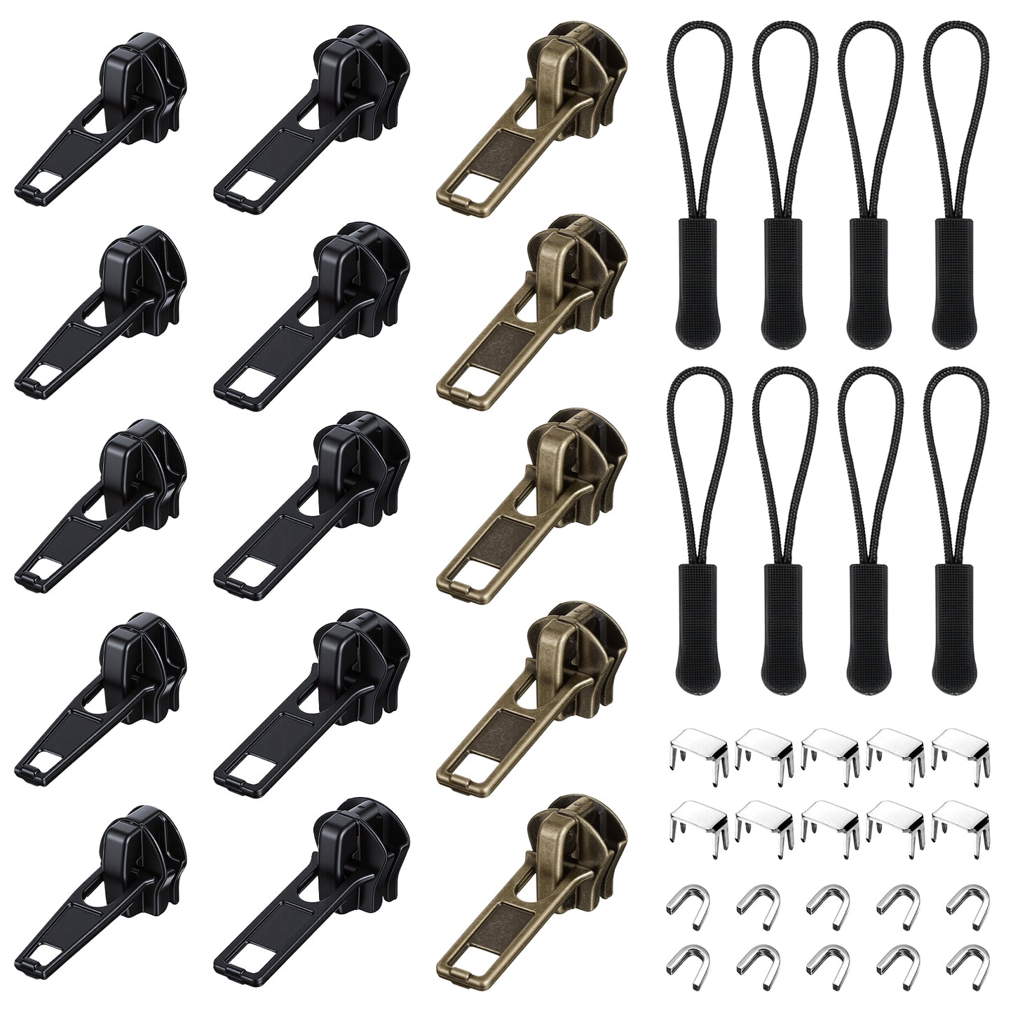 Nogeqi 43PCS Universal Zipper Repair Kit, Zipper Pull Replacement for Quick Fix on Jackets Clothes Backpack Tent DIY Home & Outdoor Use
