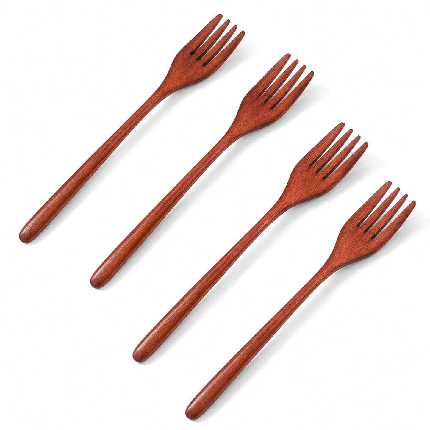 Chsoejuf 4PCS 8.86" Wooden Forks Reusable Japanese Korean Style Wood Fork
