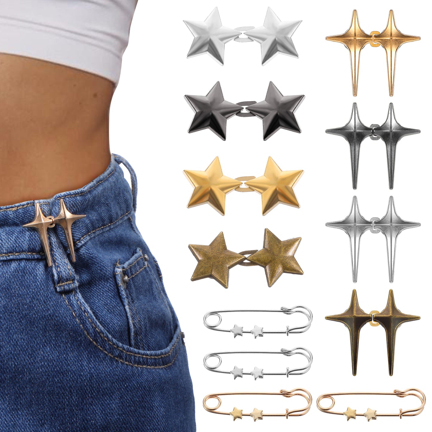 Matwsec 10 Set Pant Waist Tightener for Pants Women Waist Cincher Clip Pants Waist Tightener Waist Adjuster for Pant Clothing Dresses Skirts No Sewing Decoration Accessories