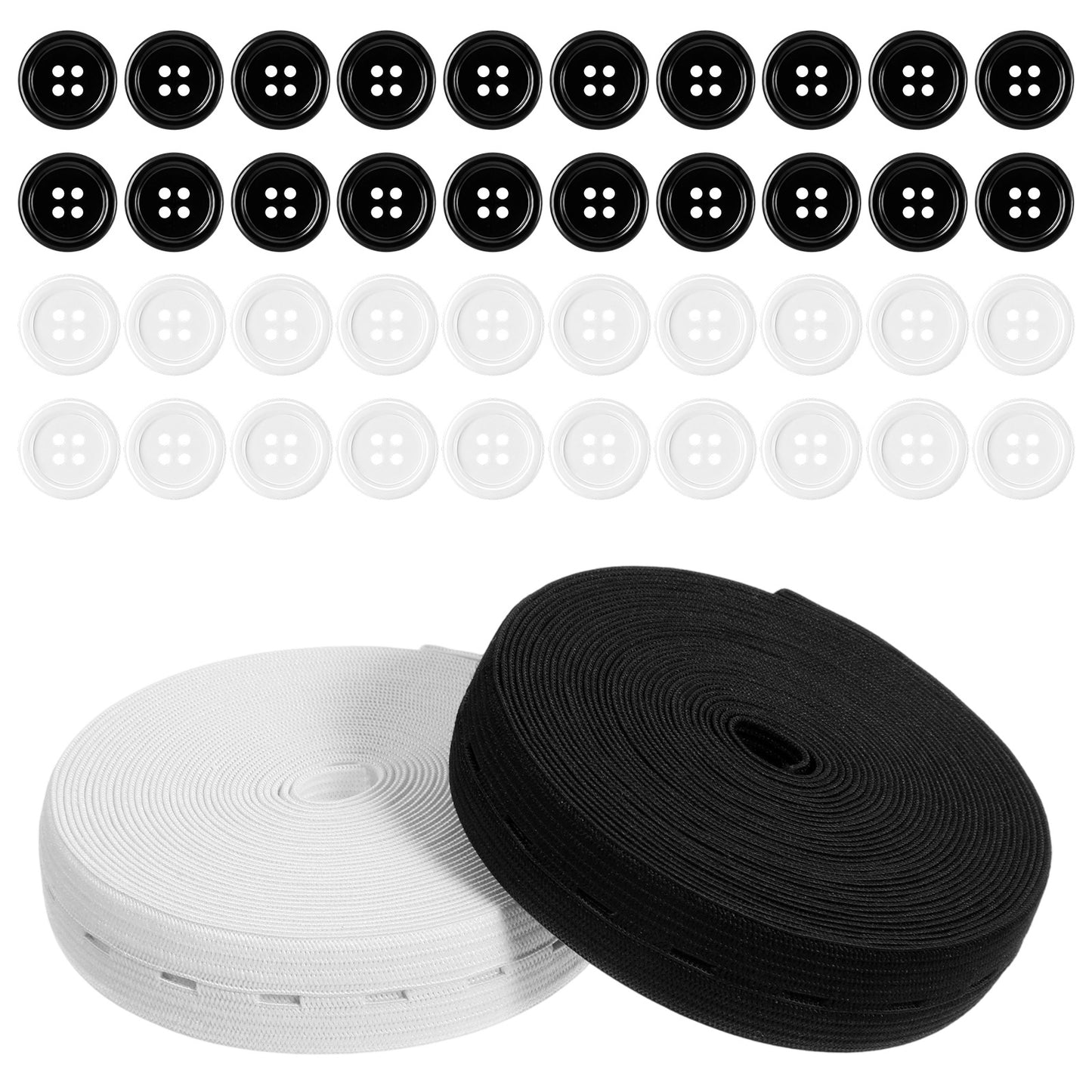 RAHHLIZS 3/4 Inch Buttonhole Elastic Band for Sewing Flat Waistband Elastic