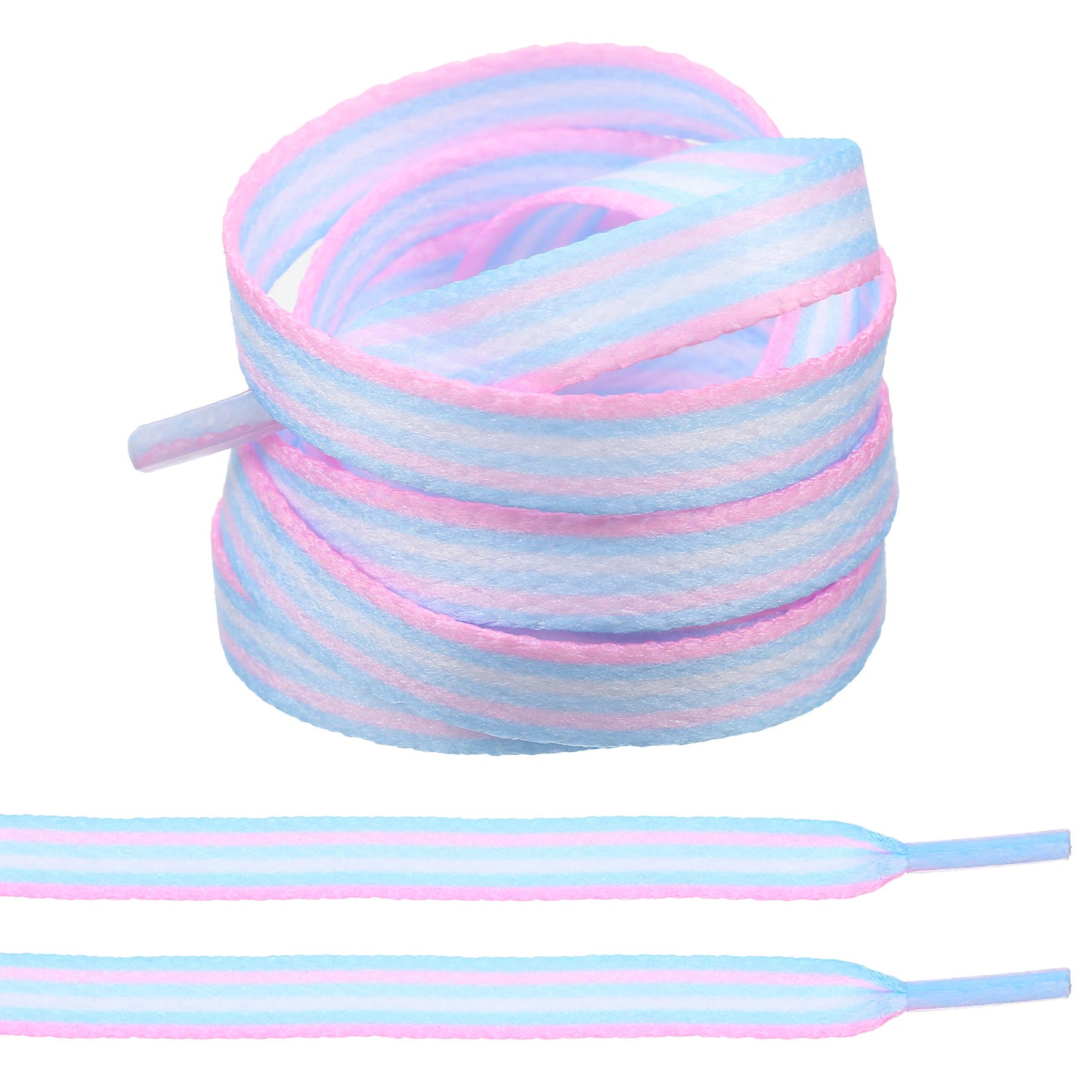 Bremorou Rainbow Shoelaces Striped Shoe Laces Colorful Diagonal Flat Tie Dye Patterned Shoe Lace Fun Printed Shoelaces(Pink)