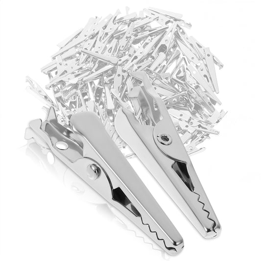 100PCS 35mm Metal Alligator Clip, Small Alligator Clips Test Line Crocodile Clip Silver Tone Alligator Clips Crocodile Clips for Electrical Testing, Crafts, DIY Project (Silver)