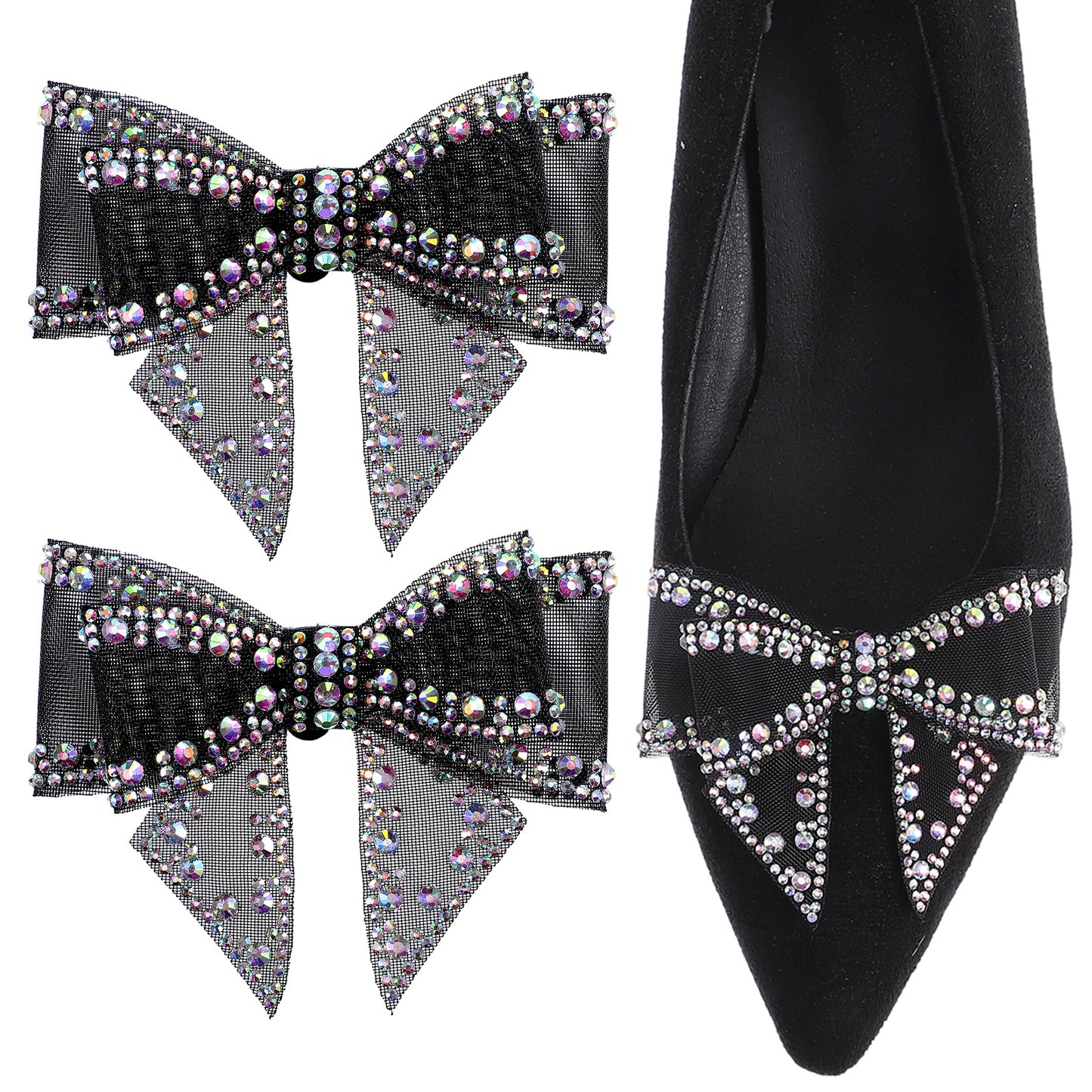 Ymapinc 2 PCS Bow Shoe Clips for Women, Rhinestone Shoe Clips, Clip On Bows for Shoes, Detachable Shoes Jewelry for Heels