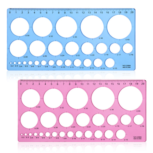 Ymapinc 2Pcs Circle Template for Drawing Drafting, Geometric Circle Ruler for Painting Circle/Round Drawing Templates Plastic Transparent Circle Drawing Tool for School Office Supplies