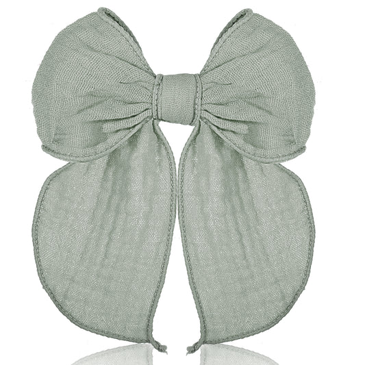 Ymapinc Green Bow for Girls，Cute Blue Hair Bow Clip with an Alligator Clip to Easily Attach to Hair，made from a Blend of Linen and Cotton
