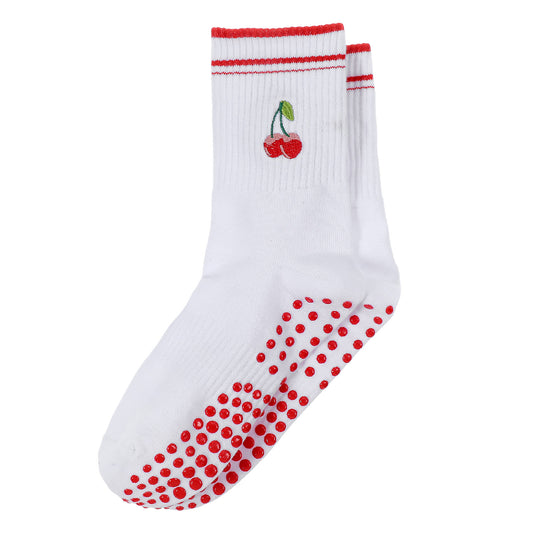 Ymapinc Non Slip Pilates Socks for Women - Cute Cherry Yoga Ballet Grip Socks Barre Grippy Sock, Pilates Outfits & Accessories