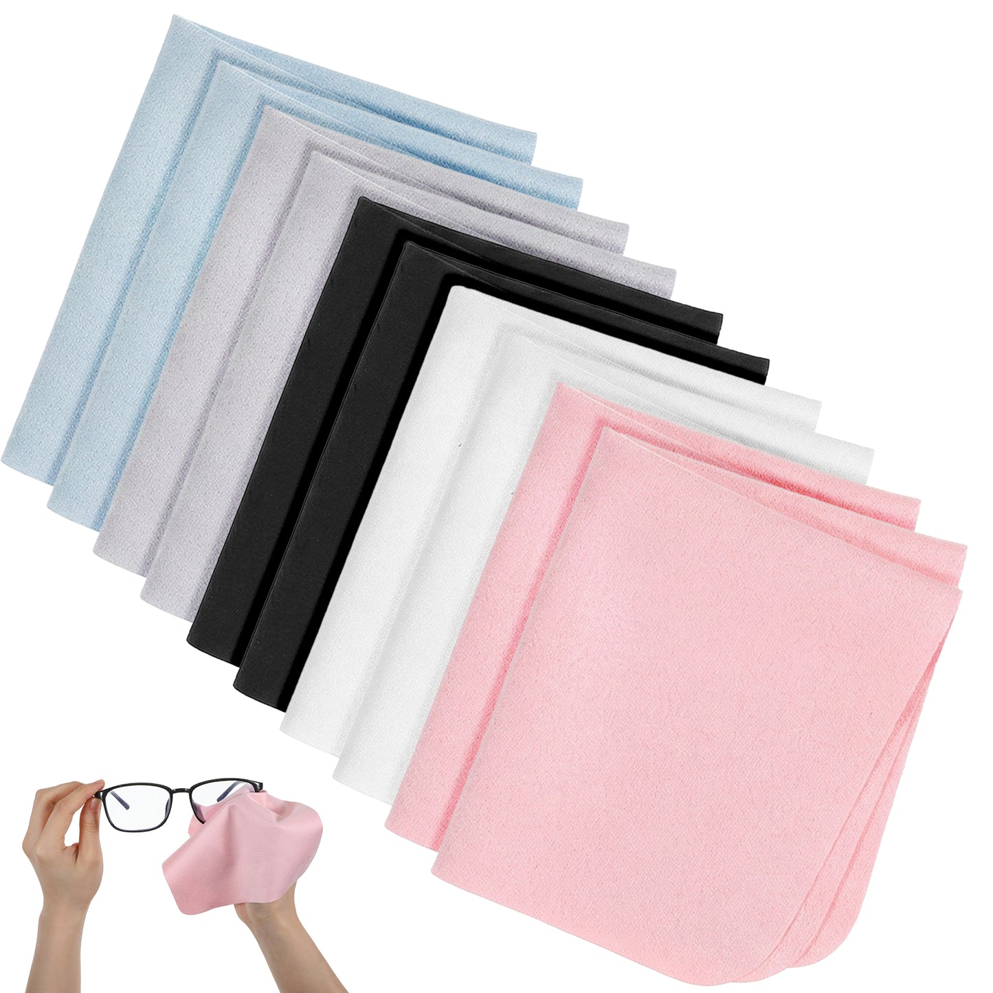 Matwsec 10 Pcs Glass Cleaning Cloth Eye Glasses Cleaner Cloth Glasses Wipes for Cleaning Eyeglasses, Cell Phones, Screens, Lenses, Electronics and All Delicate Surfaces